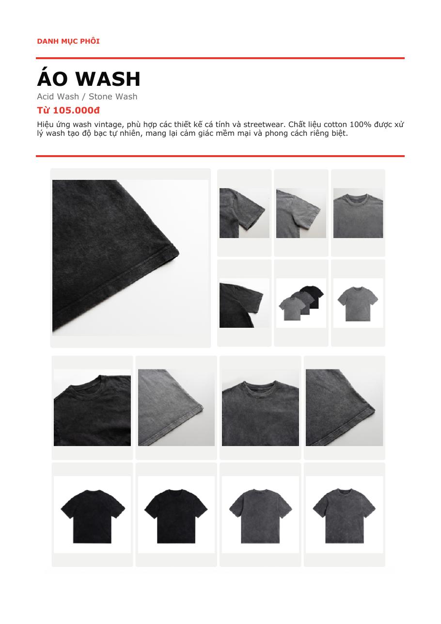 Áo wash acid wash stone wash cho local brand