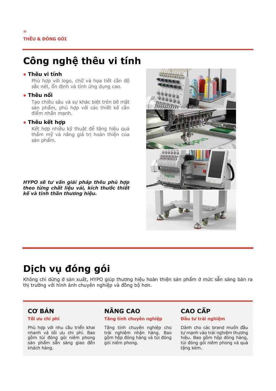 Dịch vụ thêu vi tính và đóng gói fulfillment HYPO